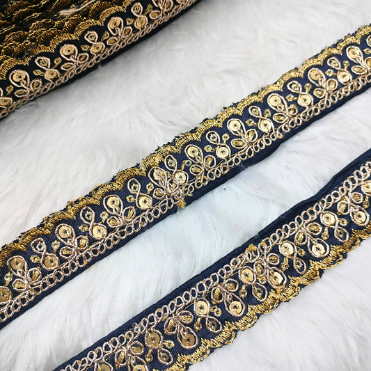 Fancy Dark Blue Zari Trim