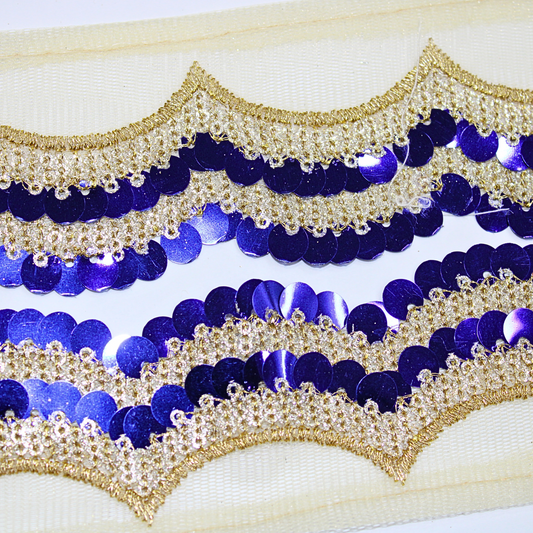 Regal Royal Blue Sequin Coin-Shaped Trim