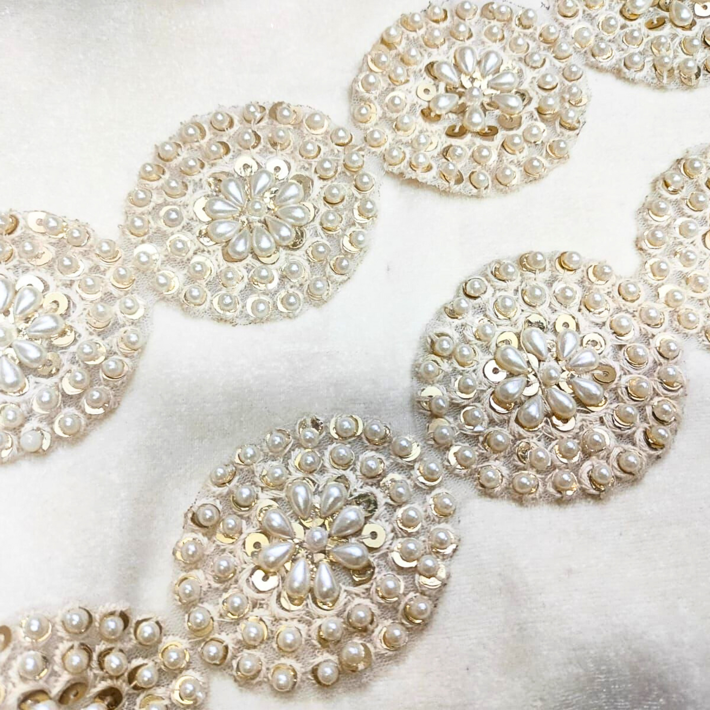 Opulent Circular Pearl Embellished Trim