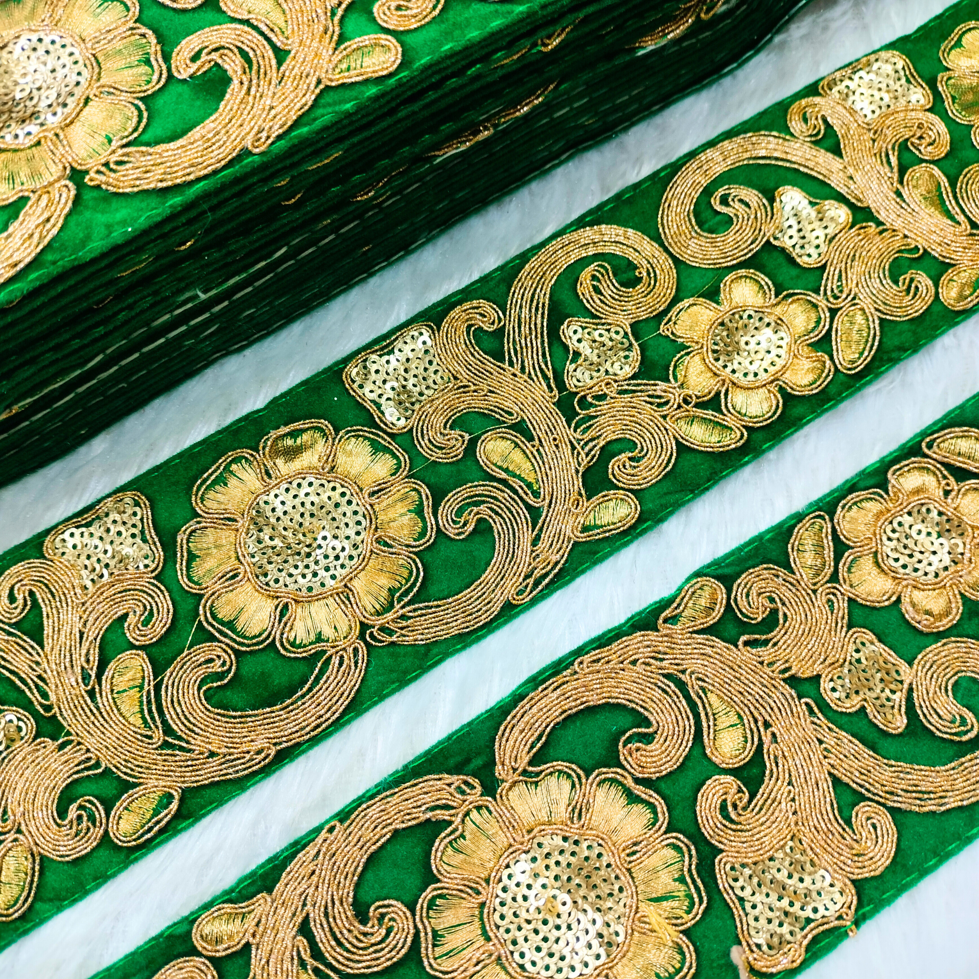 Green Embroidered Trim