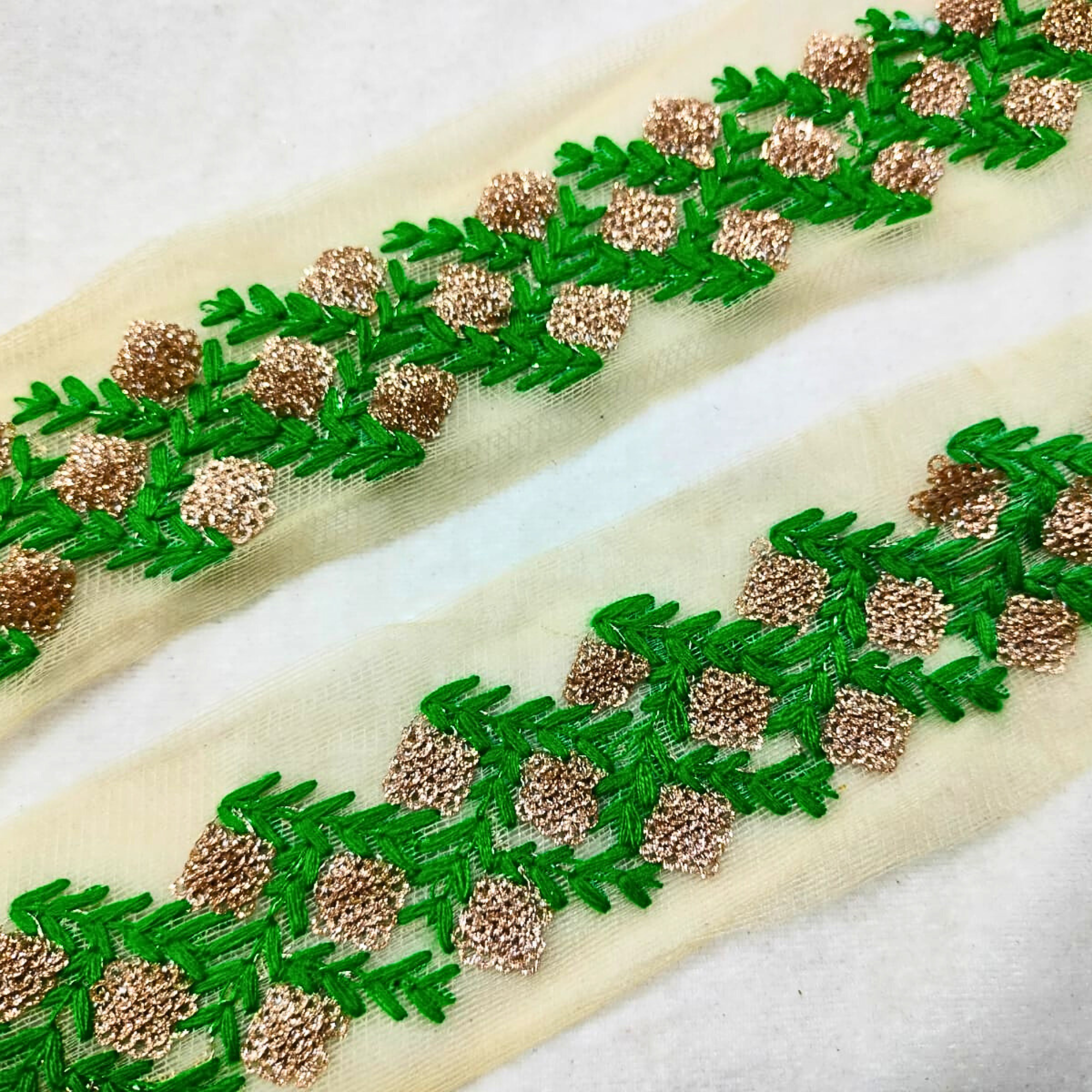 Green Fancy Zari and Thread Work Embroidered Border