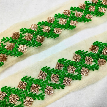 Green Fancy Zari and Thread Work Embroidered Border