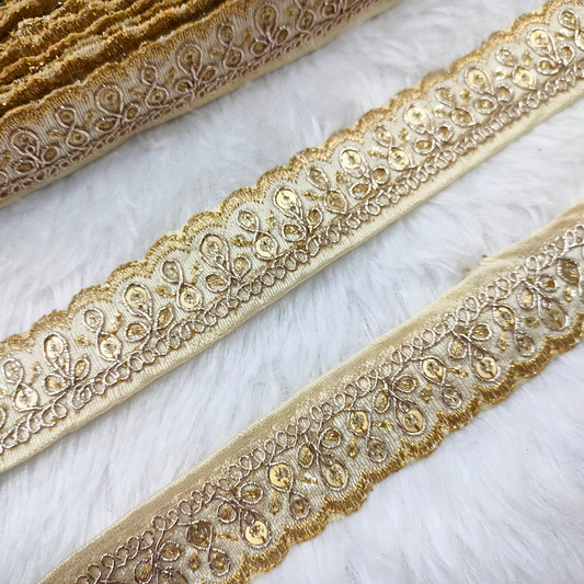 Fancy Beige Zari Trim