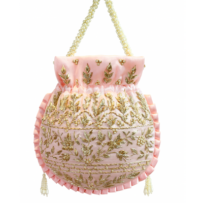 Blush Pink Zardozi Potli Bag