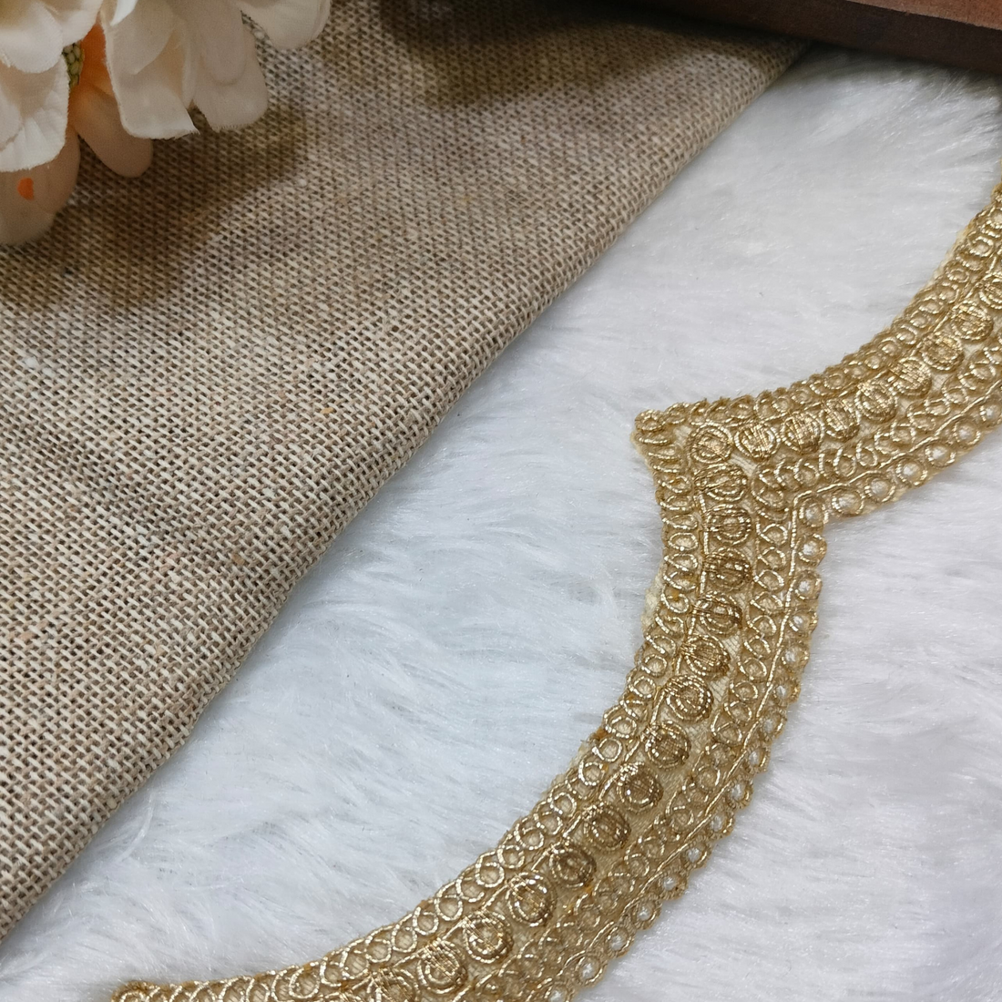 Beige Fancy Embellished Trim