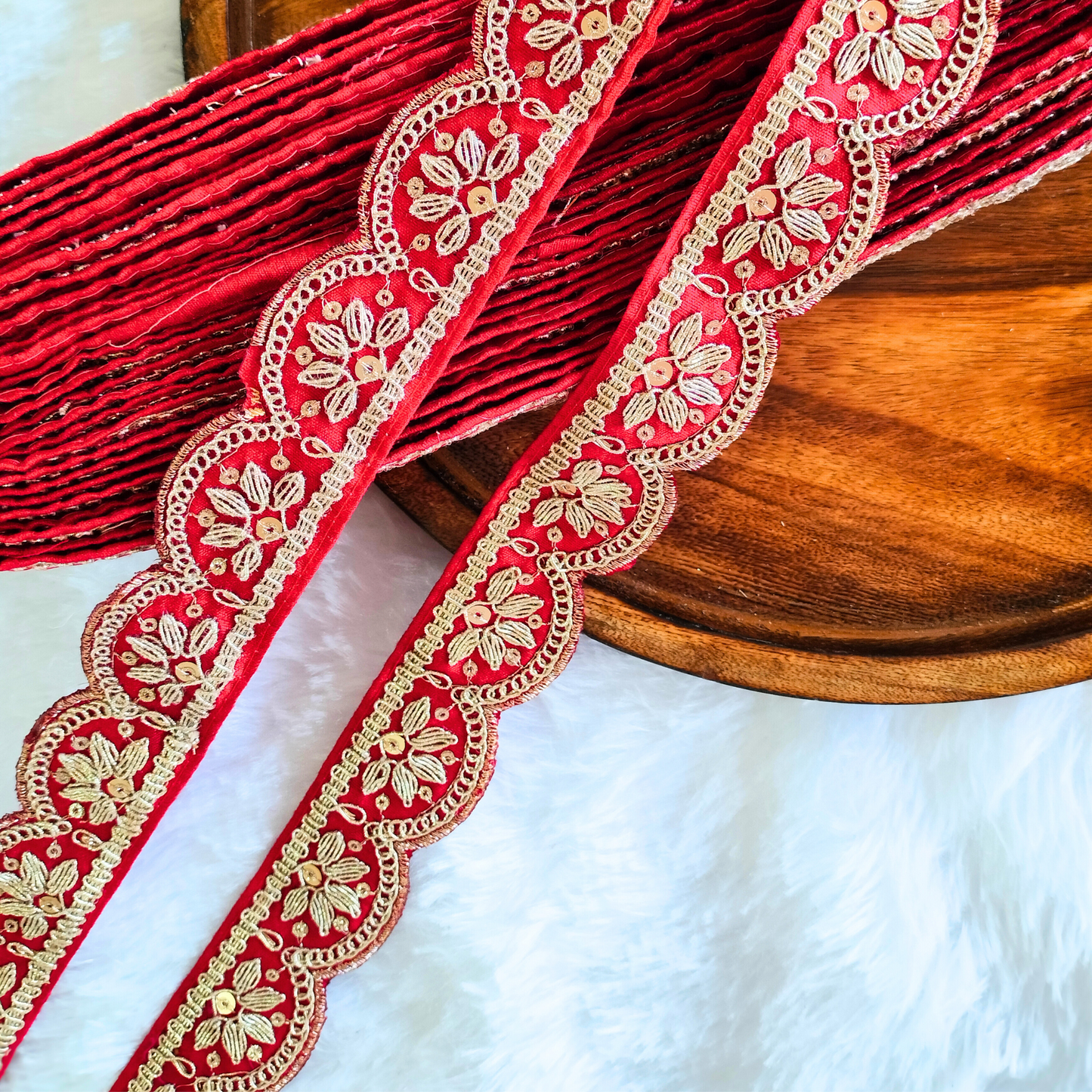 Red Fancy Embroidery Trim