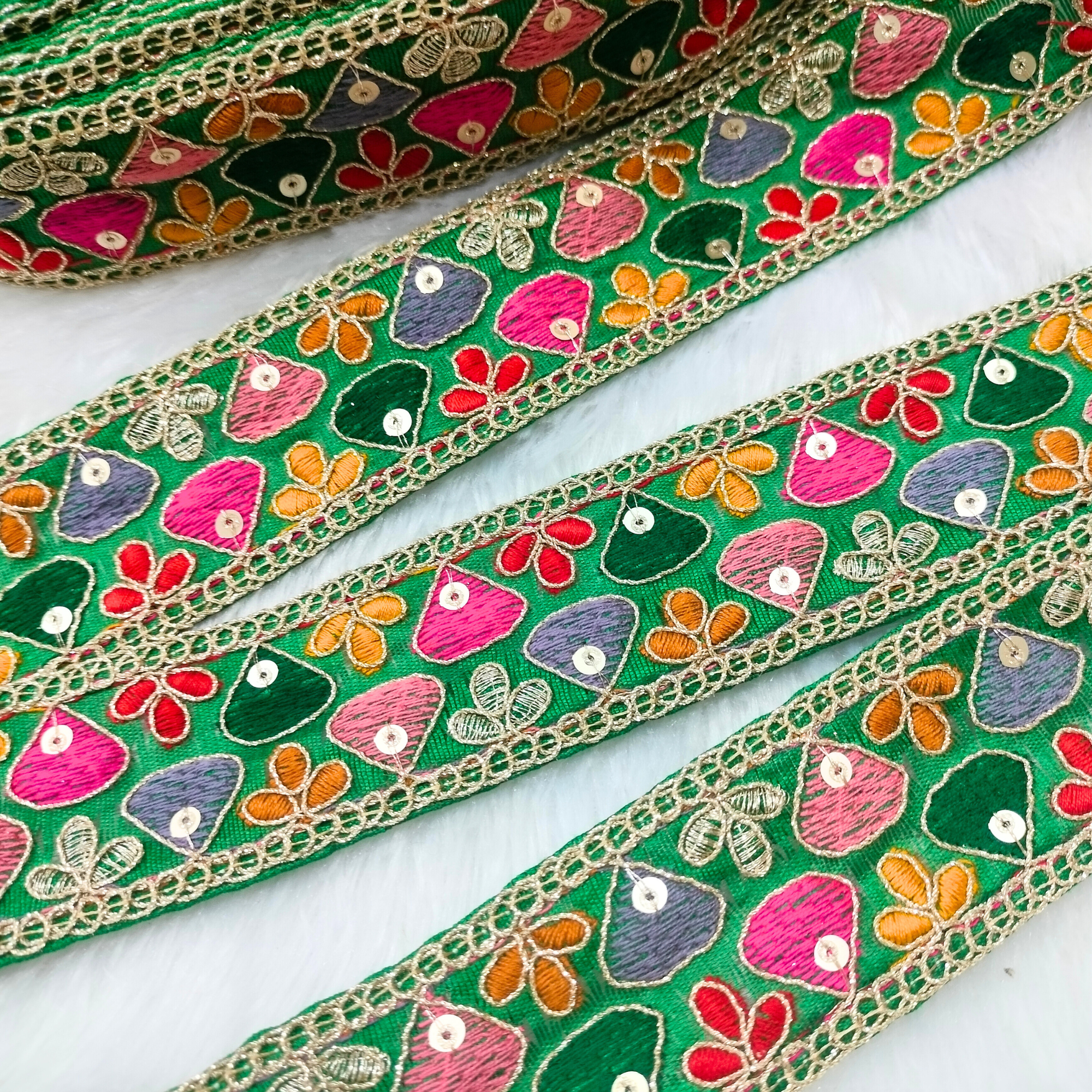 Multicolor Embroidery Tirm
