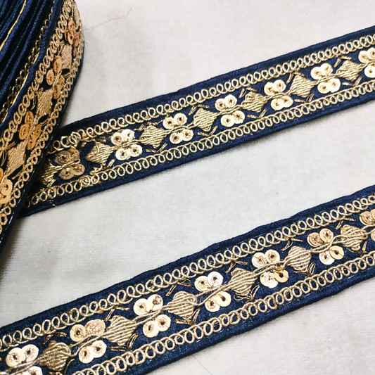 Navy Blue Fancy Embellished Trim