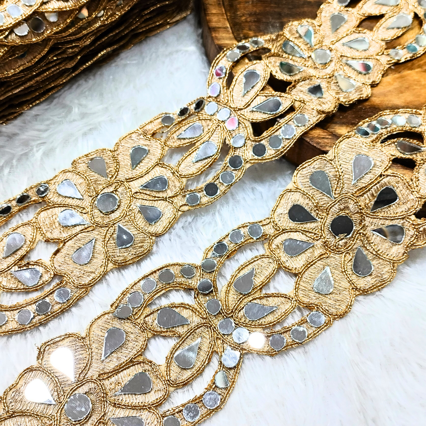 Golden Mirror Embellished Trim