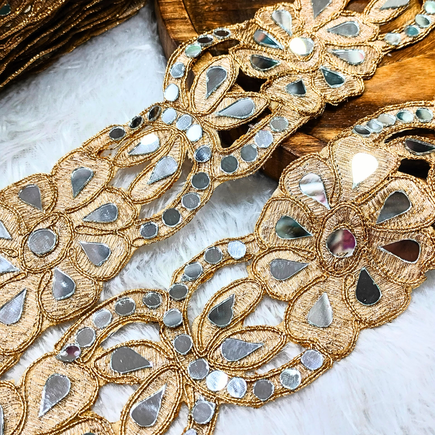 Golden Mirror Embellished Trim