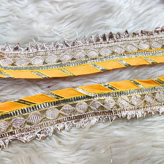 Yellow Gota Lehariya Work Lace