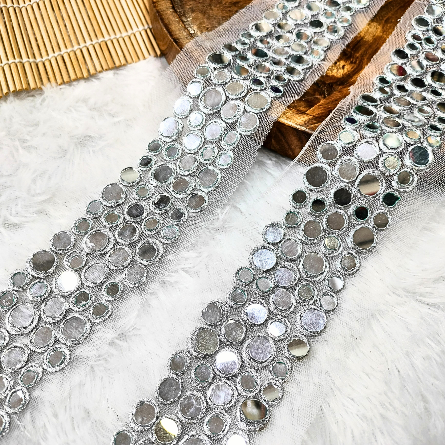 Silver Embellished Mirror Trim