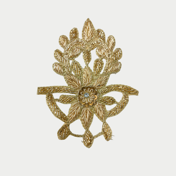 Gold Cutwork Floral Patch with Bead Embroidery