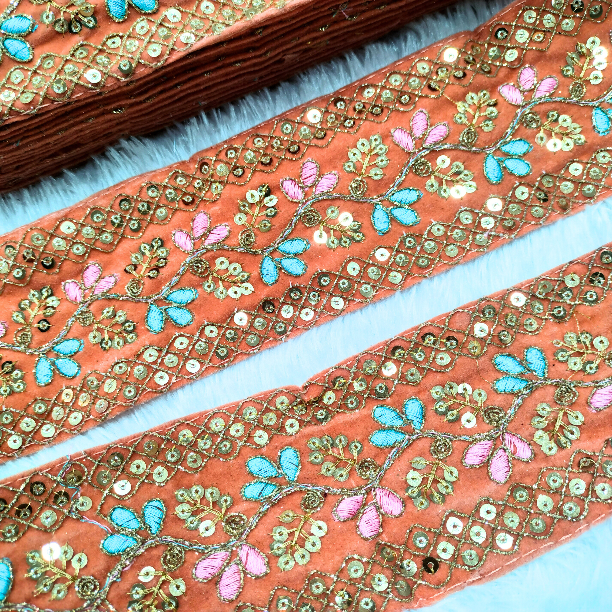 Embroidered Floral Sequin Trim