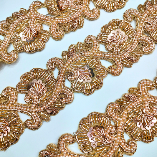 Rose Gold Handcrafted Zardozi Trim