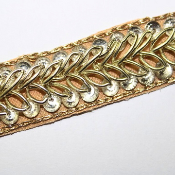Golden Shimmer Embroidered Handwork Lace Border