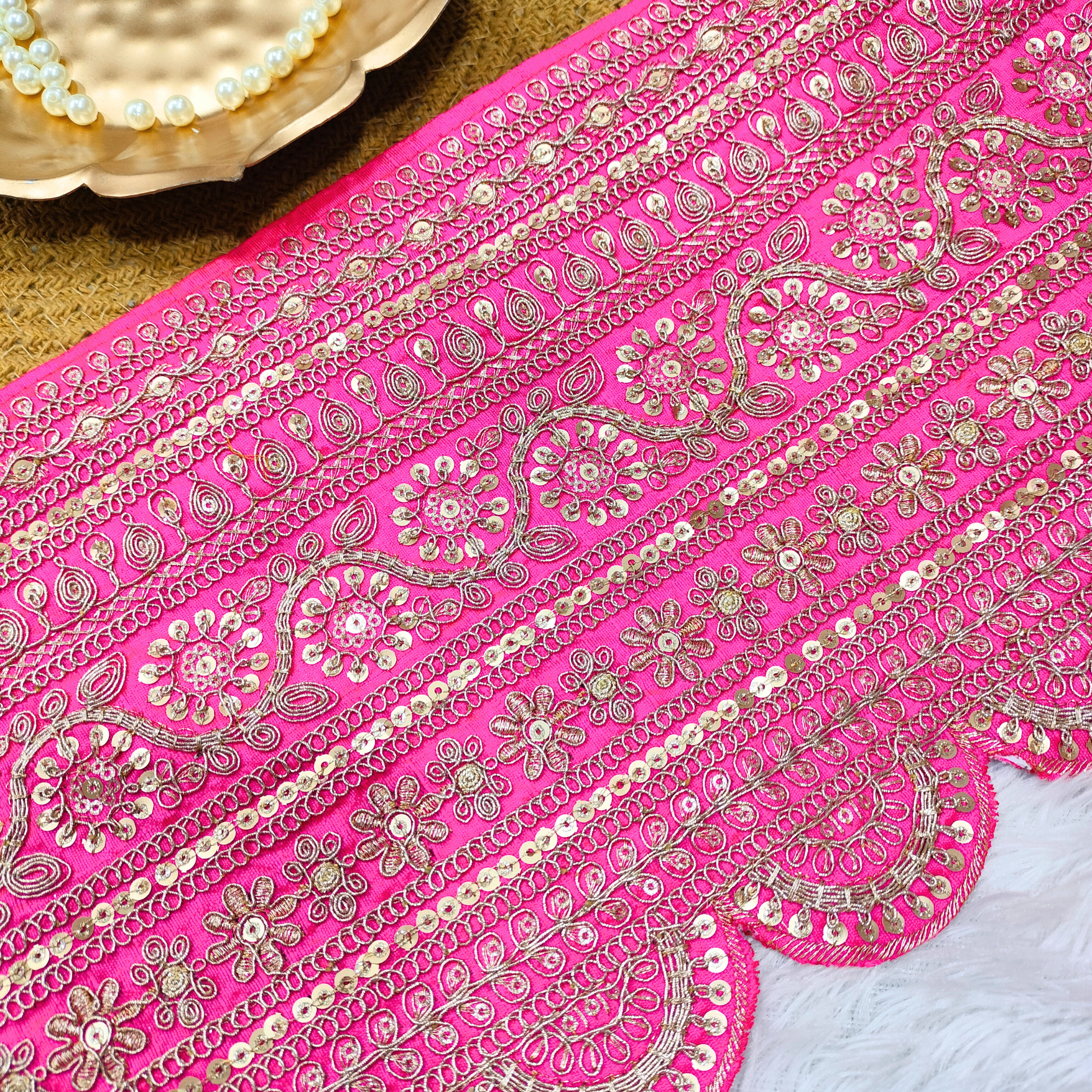 Traditional Zari Embellished Scallop Lace