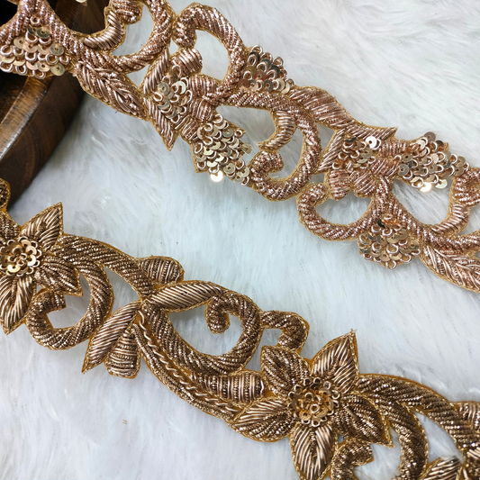 Rose Gold Handcrafted Zardozi Trim