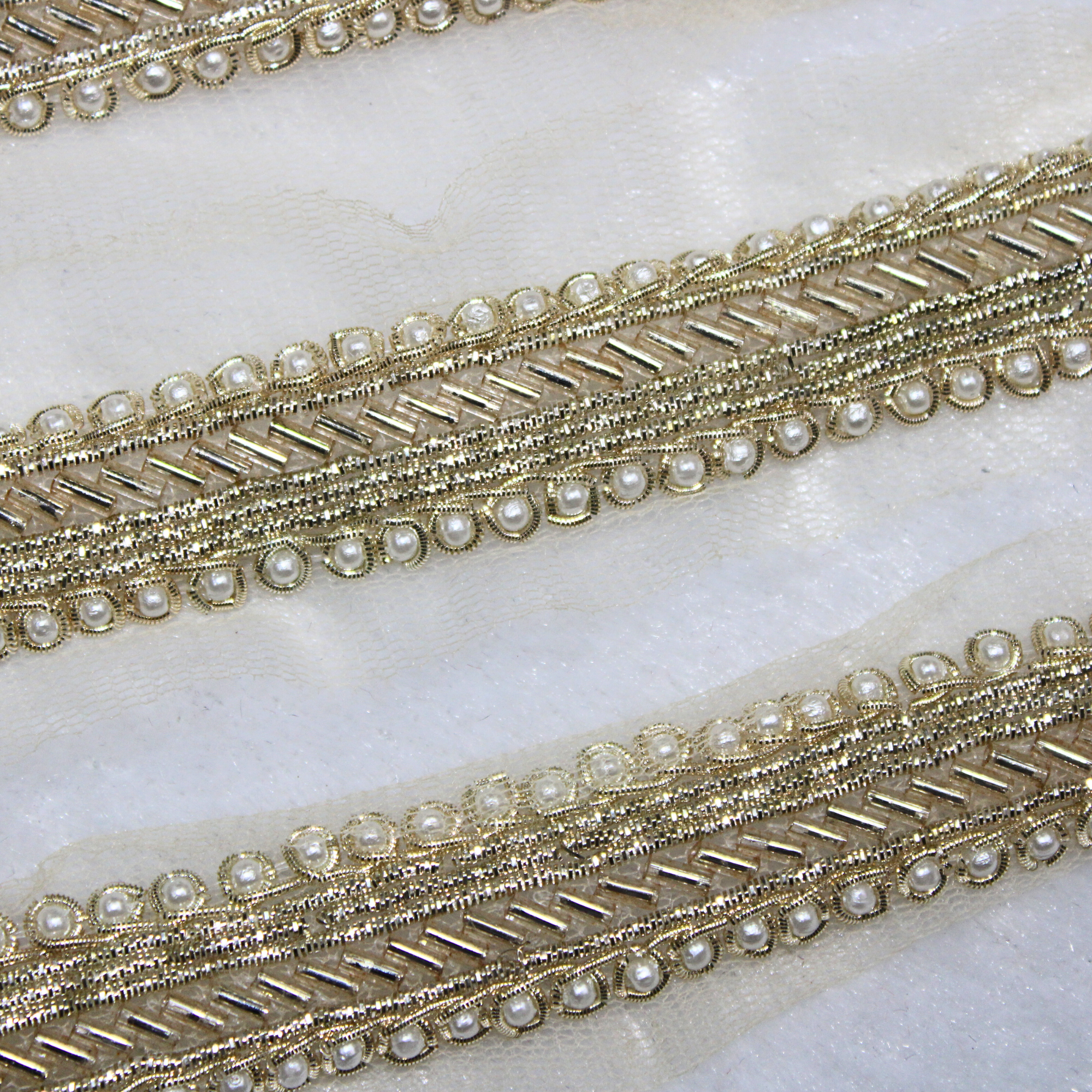 Golden and White Handwork Trim