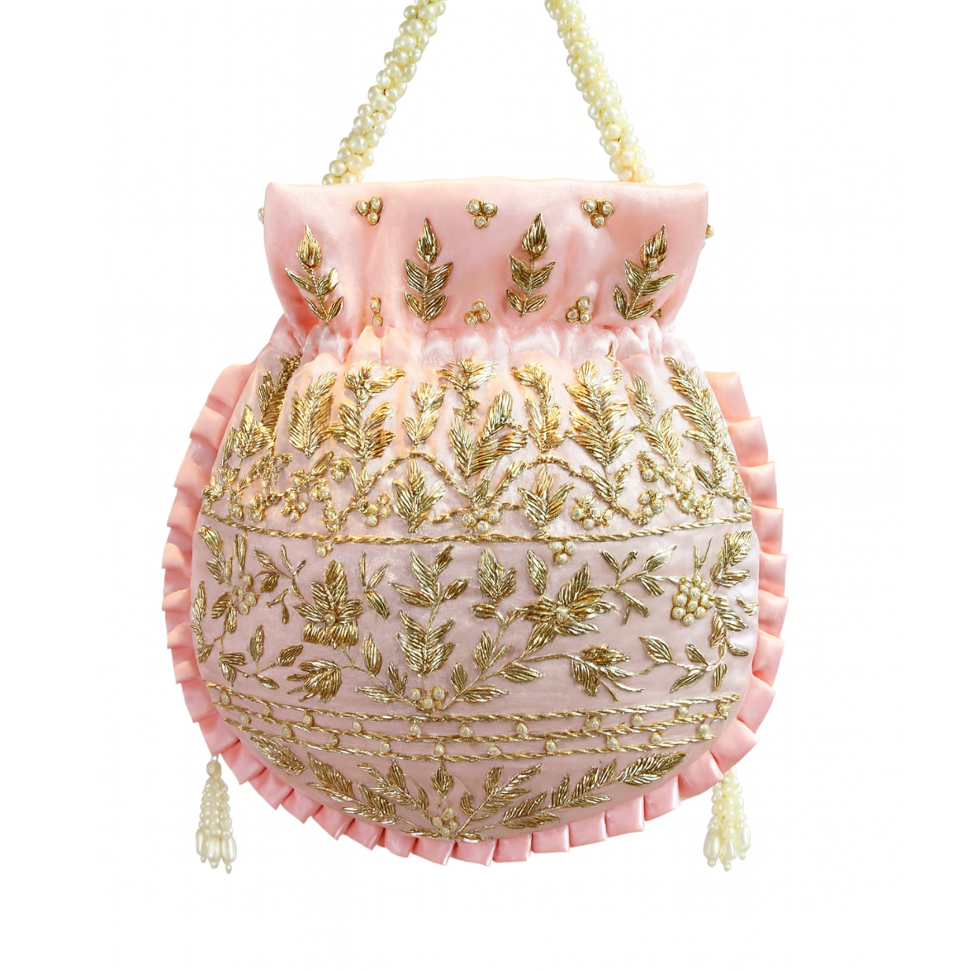 Blush Pink Zardozi Potli Bag