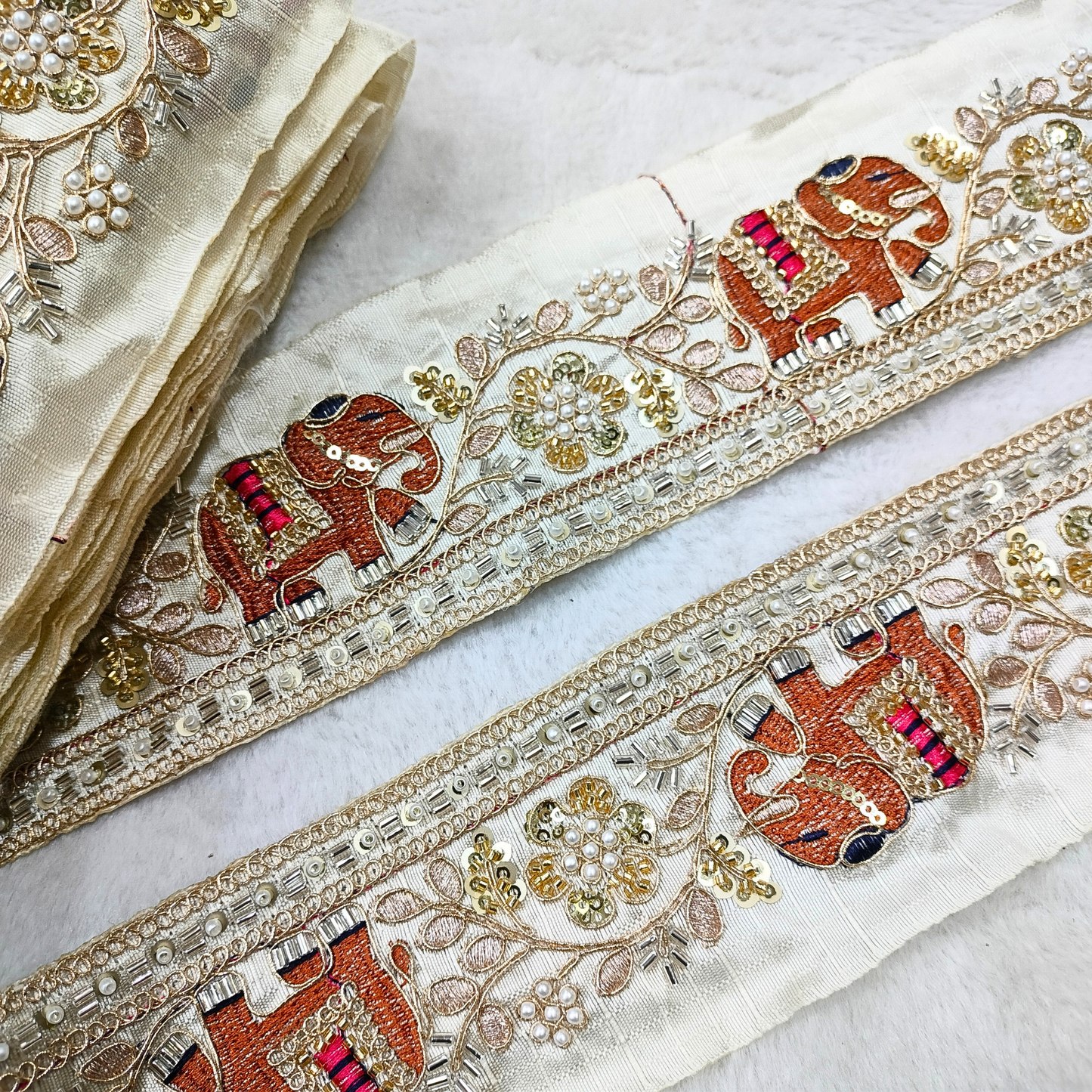 Fancy White Elephant Embellished Trim