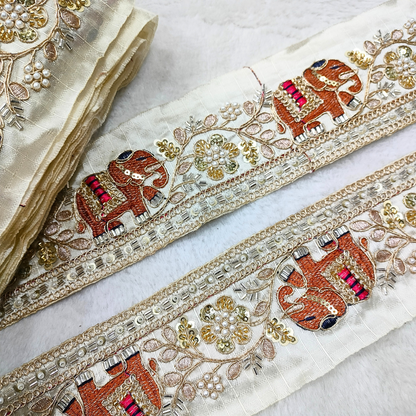 Fancy White Elephant Embellished Trim