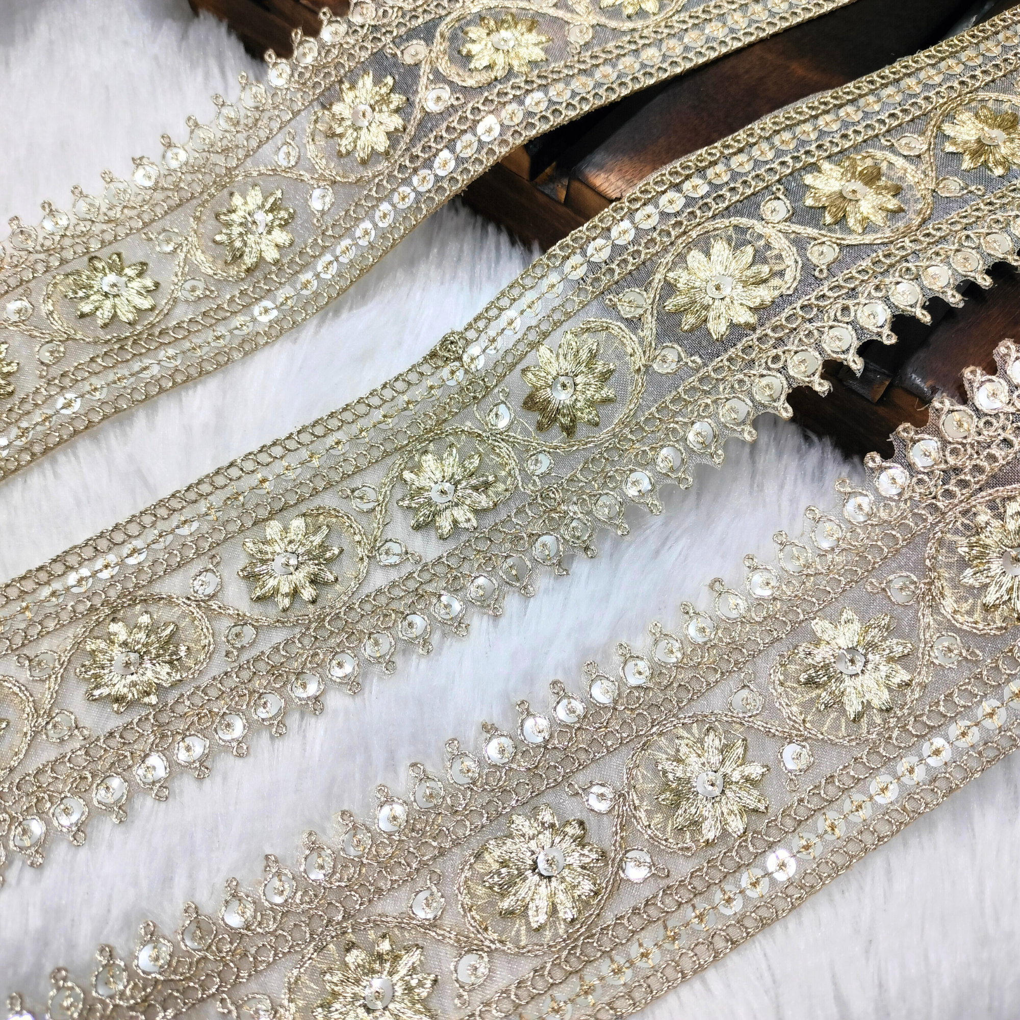 Floral Medallion Embroidered Lace