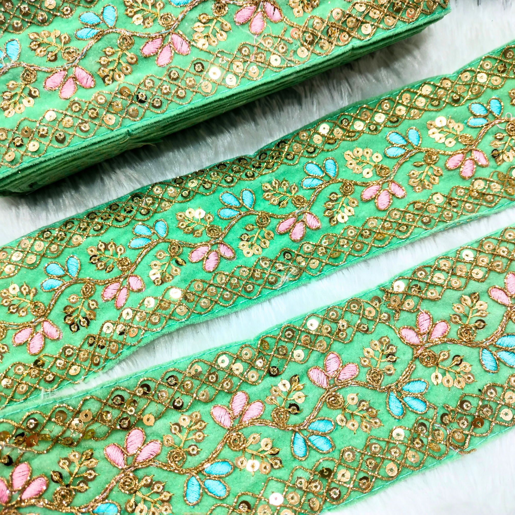Embroidered Floral Sequin Trim