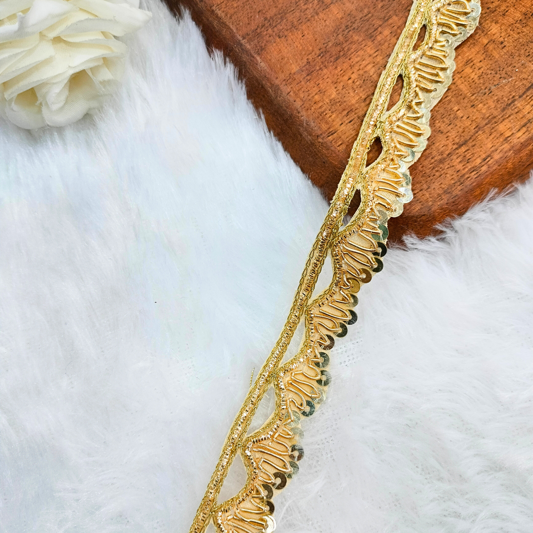 Golden Embellished Handwork Zardozi Work Lace