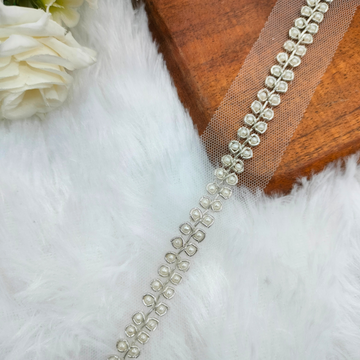 Silver Pearl Drop Floral Lace