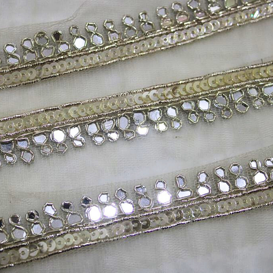 Light Gold Fancy Embellished Handwork Trim