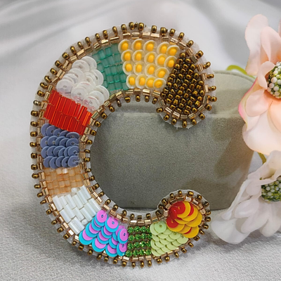 Colorburst Alphabet 'C' Handmade Patch hover image