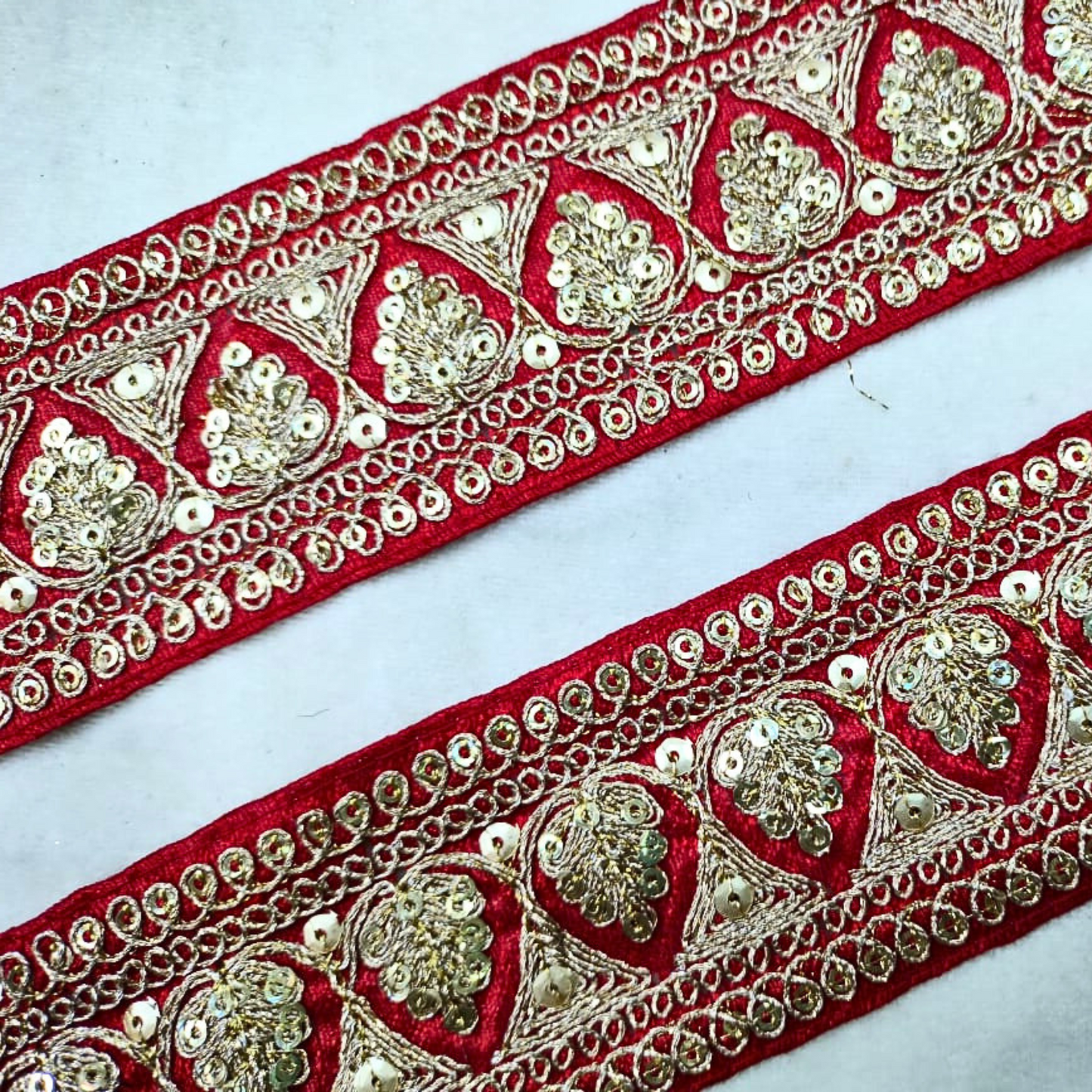 Red Fancy Sequins Trim