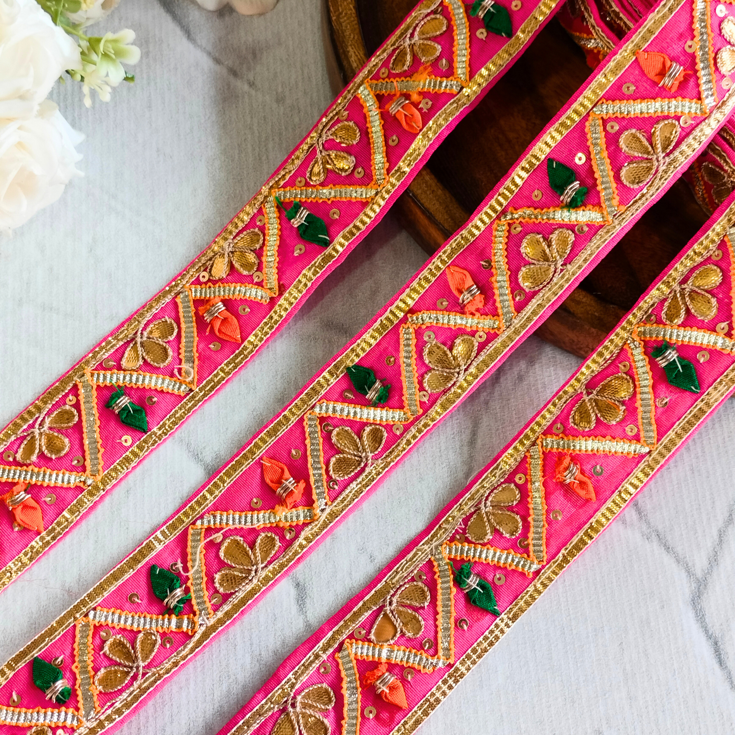 Pink Traditional Gota Trim