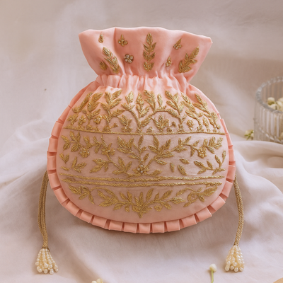 Blush Pink Zardozi Potli Bag