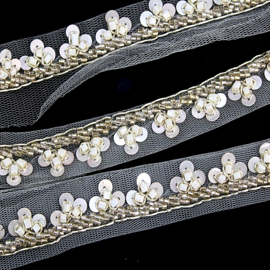 Water Gold Sequin Embellished Handwork Trim