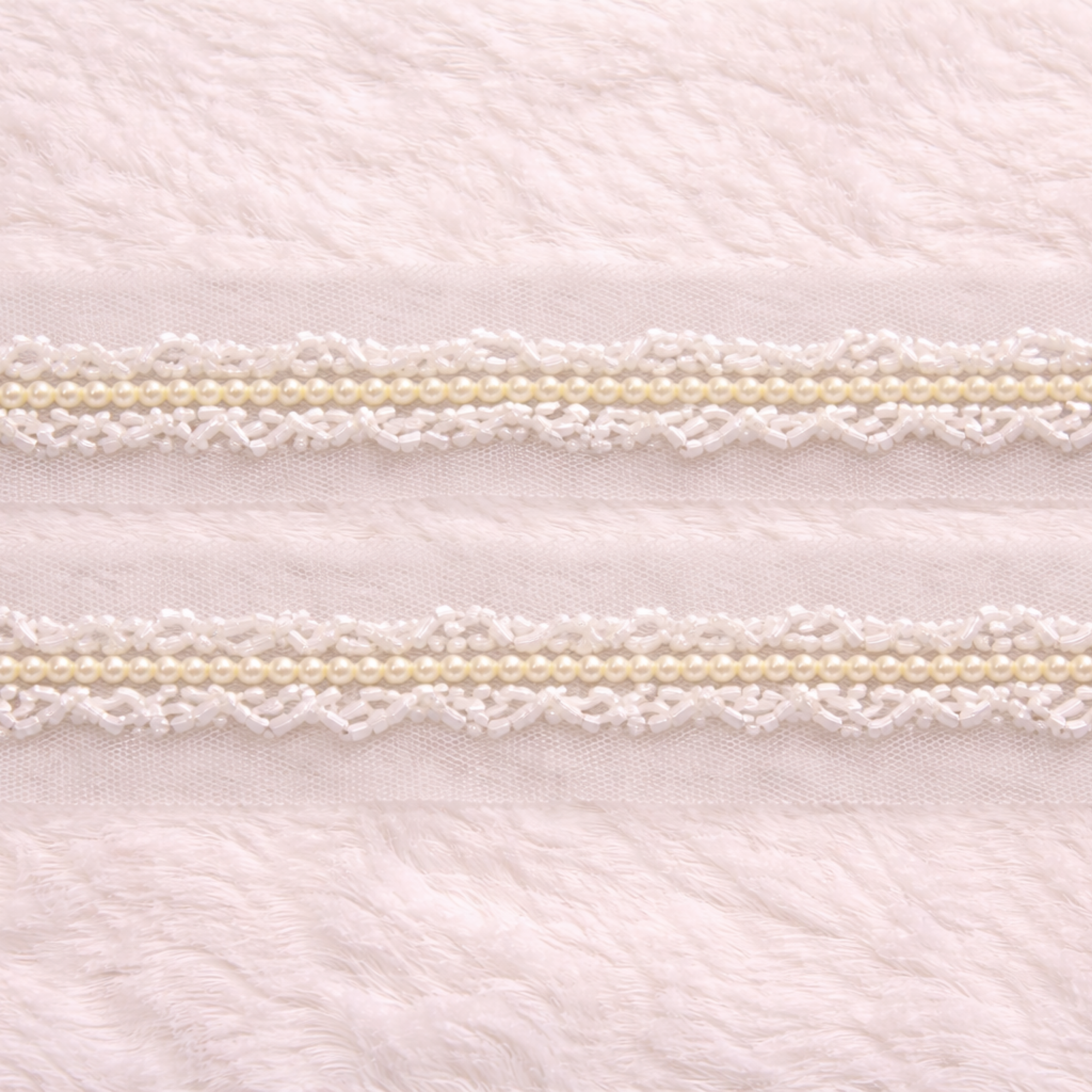 Ivory Pearl & Beaded Lace Trim