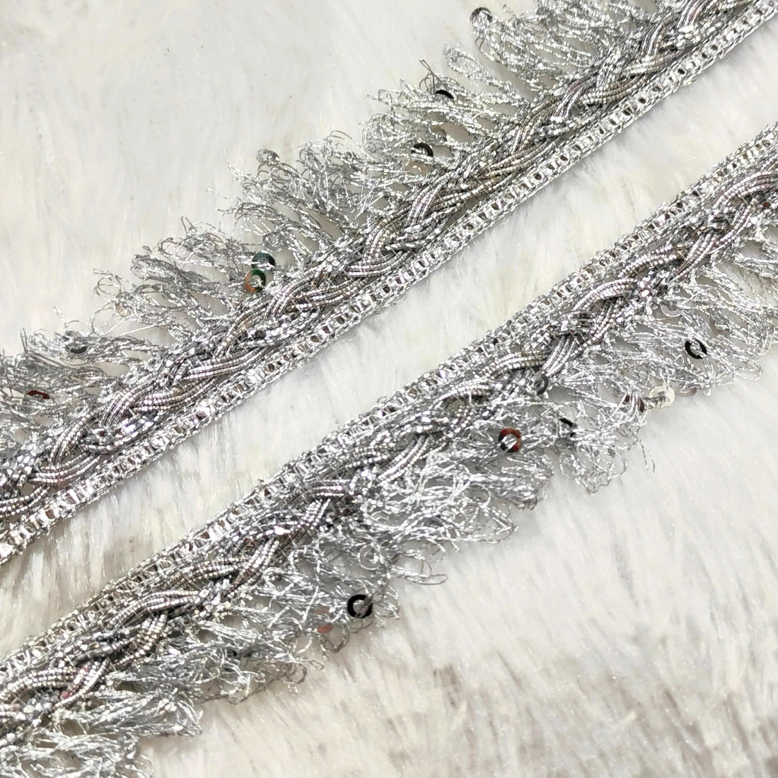 Sequin Fringe Embellished Lace Border