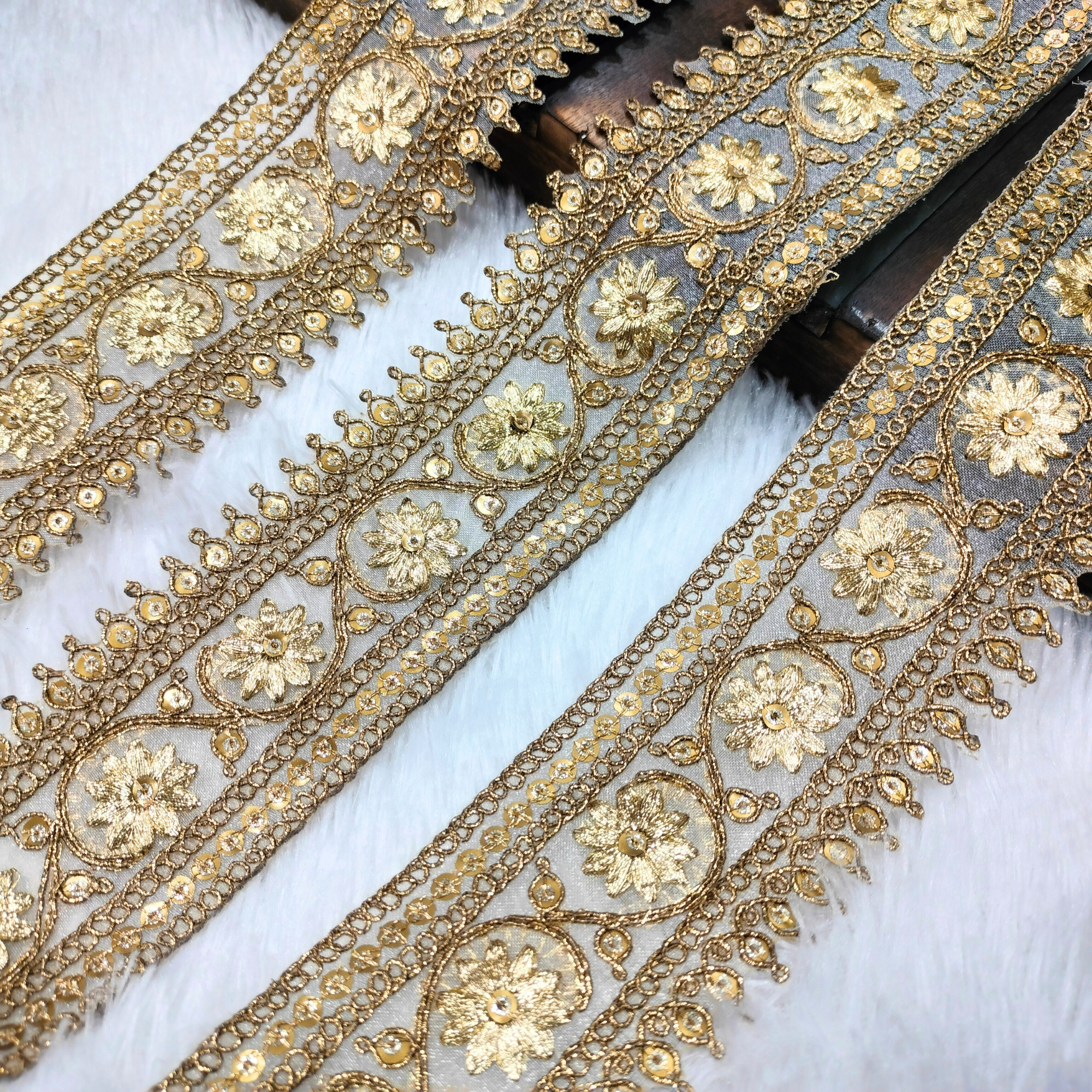 Floral Medallion Embroidered Lace