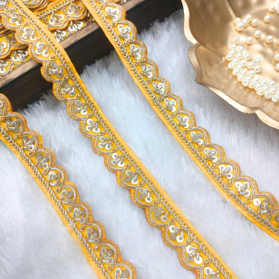 Scalloped Beaded Embroidered Trim hover image