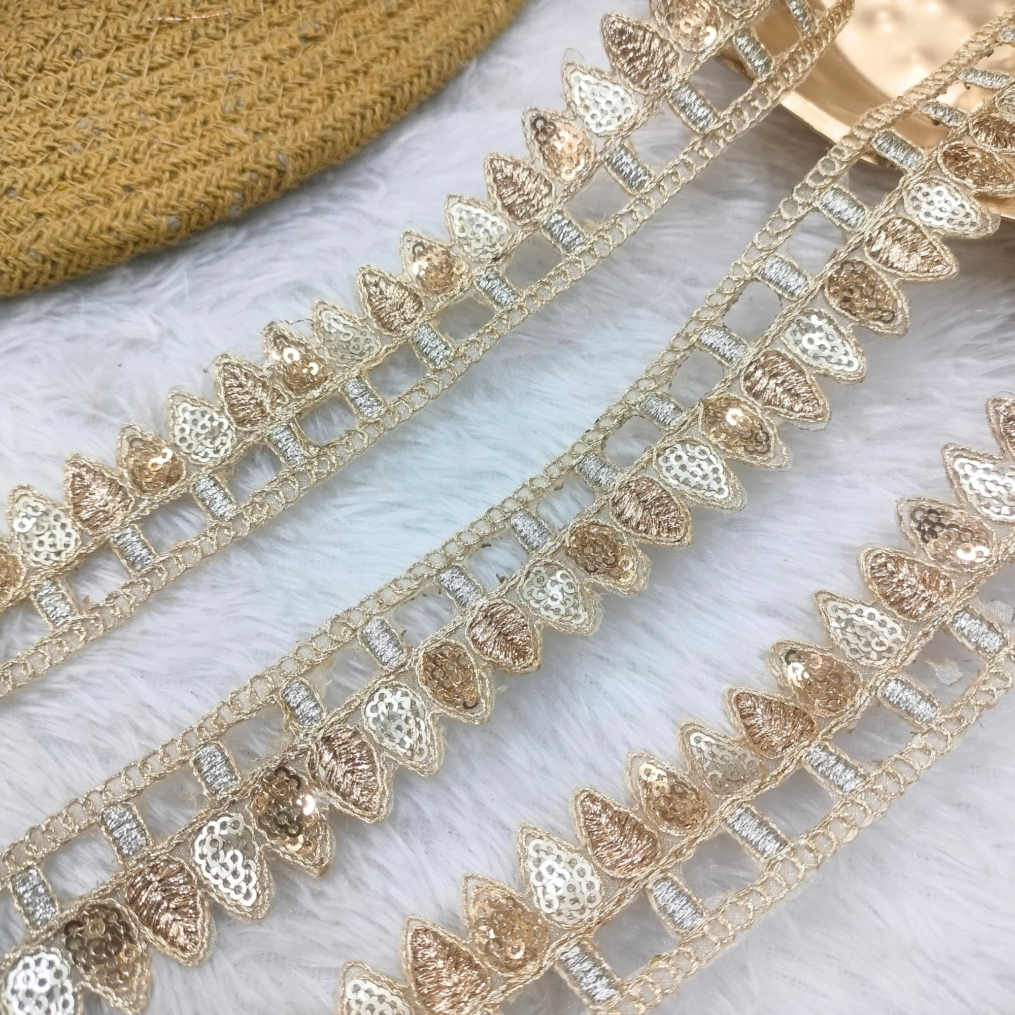 Dual-Tone Sequin Triangle Lace