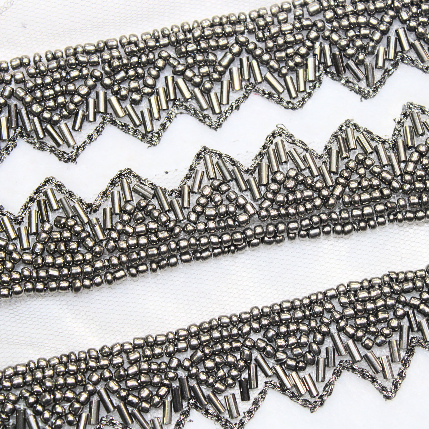 Silver Embellished Handwork Trim