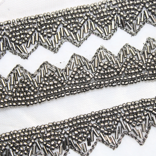 Silver Embellished Handwork Trim