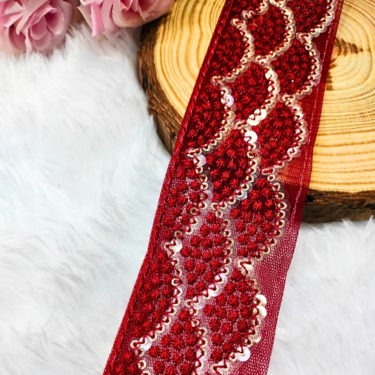 Maroon Fancy Threadwork Trim