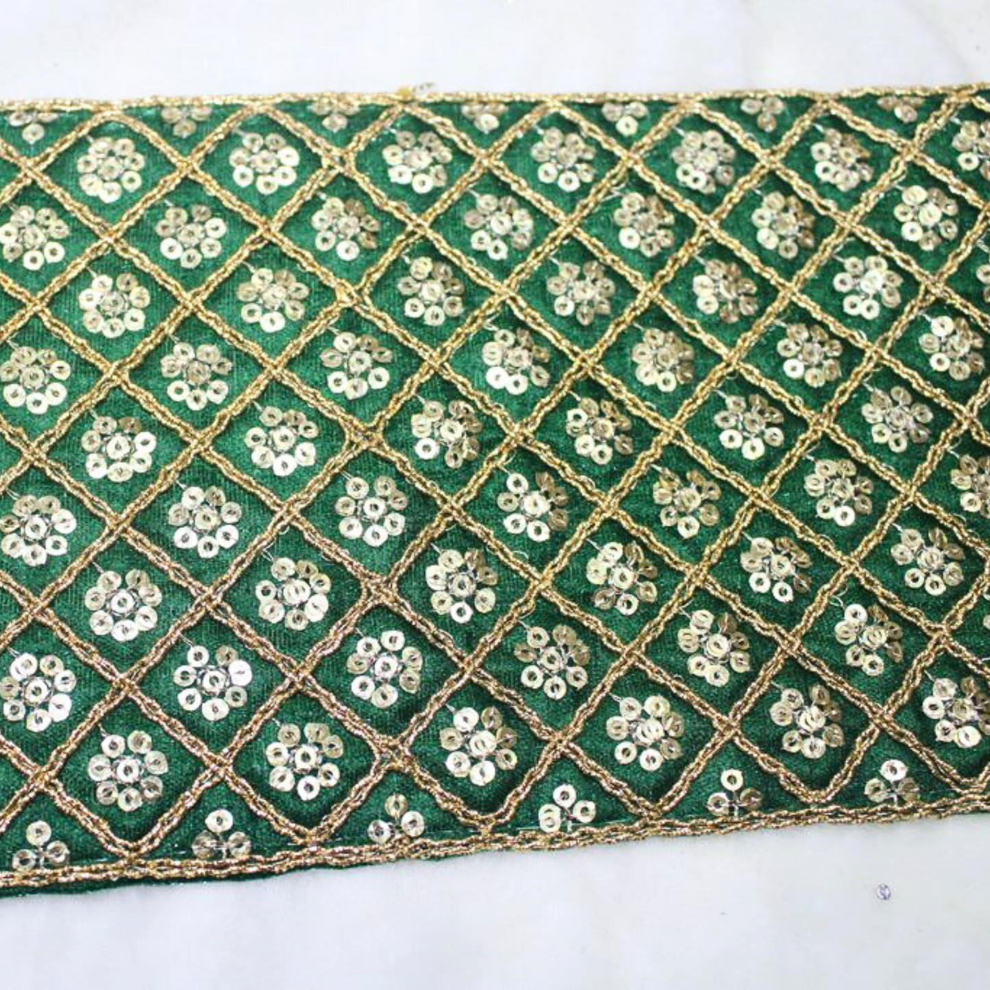 Green Embellished Sequence Trim