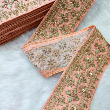 Floral Embroidered Sequin Lace Trim Border for Ethnic, Festive & Designer Wear