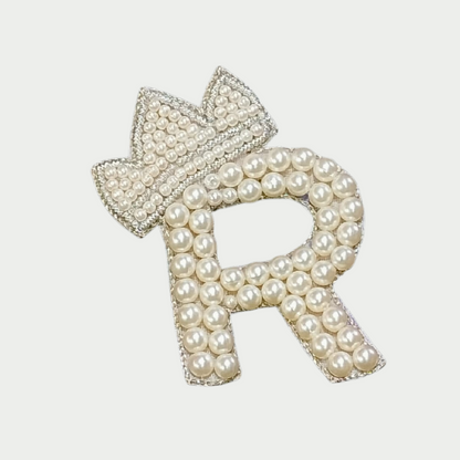 Regal Pearl Crown Alphabet 'R' Patch