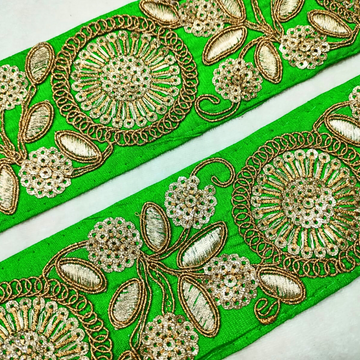Green Fancy Zari and Thread Work Embroidered Border
