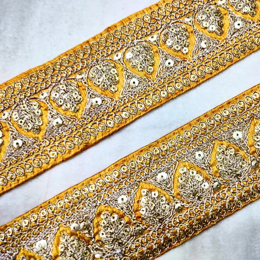 Yellow Fancy Sequins Trim