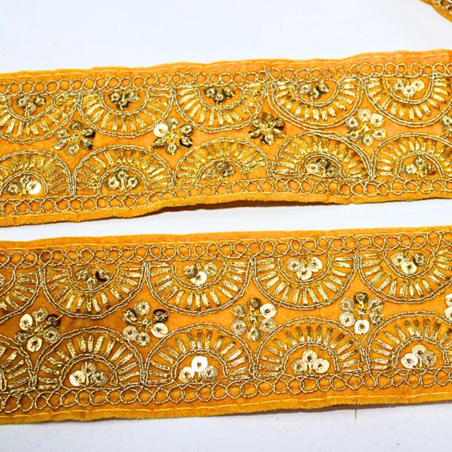 Yellow Fancy Zari And Sequin Trim